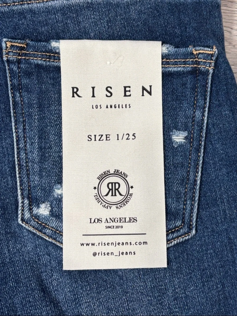 Risen Tummy Control High Rise Distressed Straight Jeans - size 1/25 NWT - Picture 7 of 9